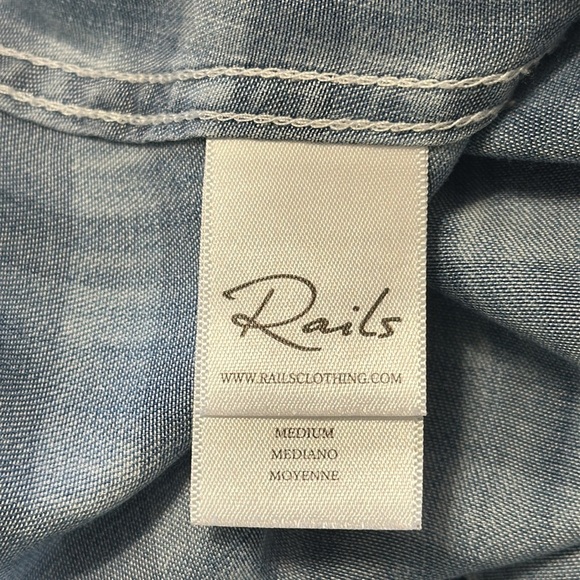 Rails Womens Carter Button Down Shirt Blue Mini Check Sz Medium Coastal Cowgirl - Picture 7 of 10